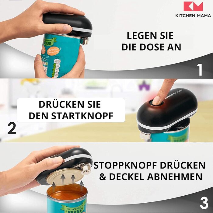 Електричний консервний нож Kitchen Mama Mini - кишеньковий консервний нож з легким дотиком, без гострих країв, зручним для подорожей форматом і чіпким дизайном - білий