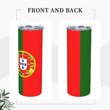 Кухоль з прямою трубочкою, дизайн португальський прапор, друкований, дорожній кухоль, підходить для кемпінгу, офісу та дому, 590 мл