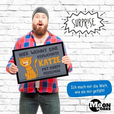 Килимок для дверей MoonWorks з написом &quotРозпещений кіт&quot, кумедний тваринний мотив, власник кота, нековзний та миється, чорний, 60x40 см