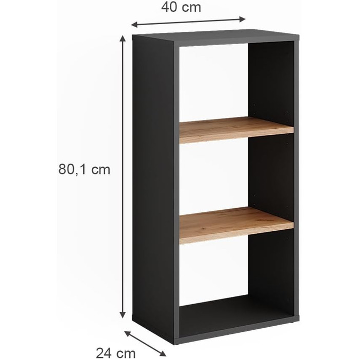 Окремостояча полиця Vicco Orlando, полиця для зберігання, антрацит/золотий дуб, 40 x 80,1 см антрацит/золотий дуб 80 x 40 см
