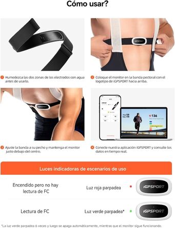 Пульсометр iGPSPORT HR50, Bluetooth та ANT з нагрудним ременем для бігу, їзди на велосипеді, тренажерного залу, сумісний з Garmin Polar Wahoo - чорний