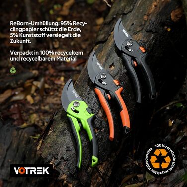 Садові ножиці з двостороннім механізмом 8,5 дюймів з плавним відкриванням ручки, професійні ножиці для троянд та дерев зі сталі SK5 та внутрішньою пружиною для легкого обрізання ідеально підходять для людей зі слабкими руками. Браслет Подарунковий помаран