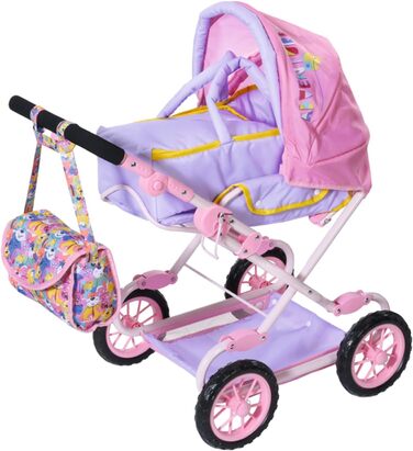 Коляска для ляльок BABY born Deluxe Pram з регульованою висотою ручки та пеленальною сумкою, лялькові аксесуари для ляльок майже б