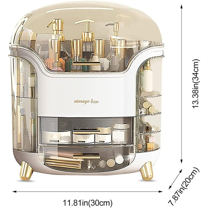 Органайзер і зберігання косметики SIOOUI, коробка-органайзер для косметики для стільниці з кришкою та ящиками, коробка-органайзер для косметичного догляду за шкірою для спальні