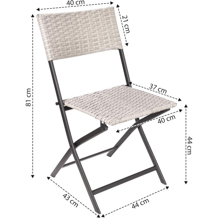 Набір з 2 садових стільців Lugano - Складаний стілець з поліротанга, стійкий до погодних умов і міцний - Складаний балконний стілець - Кемпінгове крісло для саду, балконної тераси - Крісло для кемпінгу - Сірий/Бежевий 2 шт. и