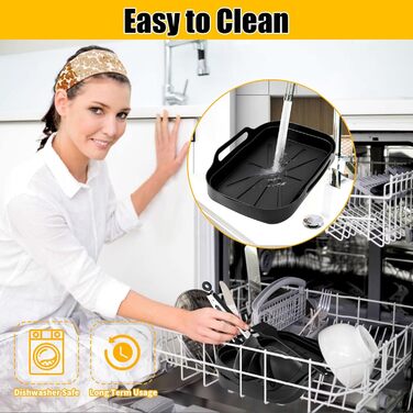 Аксесуари для фритюрниці з силіконовою формою 8 шт. , багаторазові складні аксесуари для фритюрниці Силіконова вставка, силіконова каструля для фритюрниці для AF400EU, мікрохвильова піч, духовка (чорна)