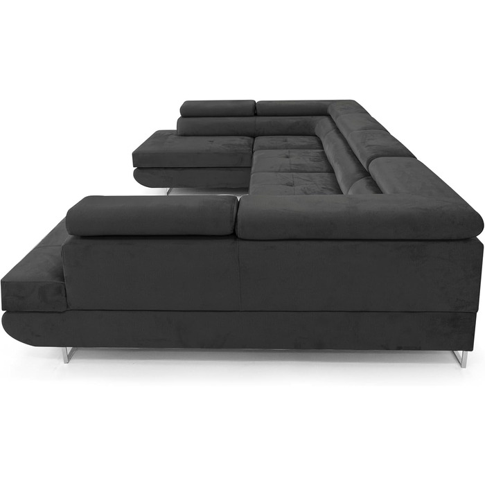 Кутовий диван зі сном Великий PASTI U-подібної форми, диван-ліжко з відділенням для зберігання речей, 3-місний кутовий диван, диван-ліжко для вітальні, великий диван-ліжко з функцією сну (темно-сірий)