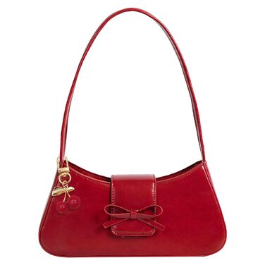 Червона сумка на плече для жінок, вишневий брелок, шкіра, маленька сумочка, кросбоді, модна клатч-гаманець