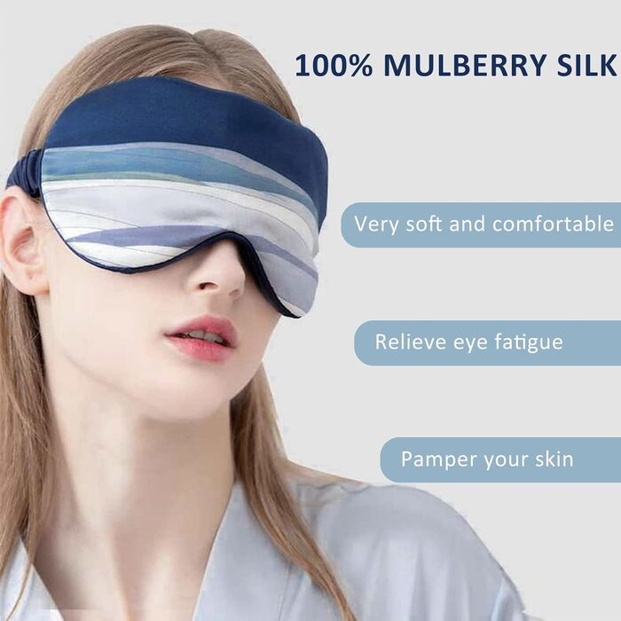 Маска для сну з шовкового шовку, синя