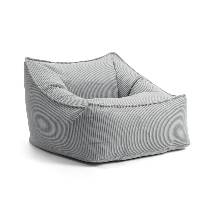 Крісло-мішок з вельвету mokebo The Loafer, XXL, крісло-мішок, вельветове крісло або крісло для відпочинку для вітальні та зимового саду, також як гігантське крісло-мішок розміром 83x73x60 (ШxВxГ у см) сірого кольору, тканина для крісла-мішка з вельвету сі