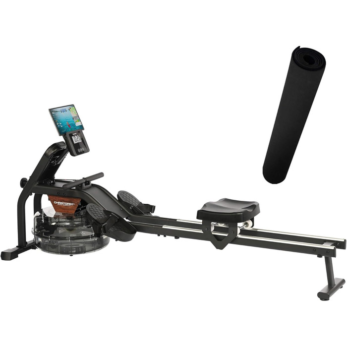 Гребний тренажер Christopeit для домашнього використання водний гребний тренажер WP 2000 або Garda алюмінієва рейка Bluetooth до 120 кг Garda, включаючи захисний килимок для підлоги