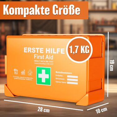 Аптечка HELDENWERK за новим стандартом DIN 131572021 з настінним кріпленням та наклейкамиУніверсальна аптечка для бізнесу, домогос