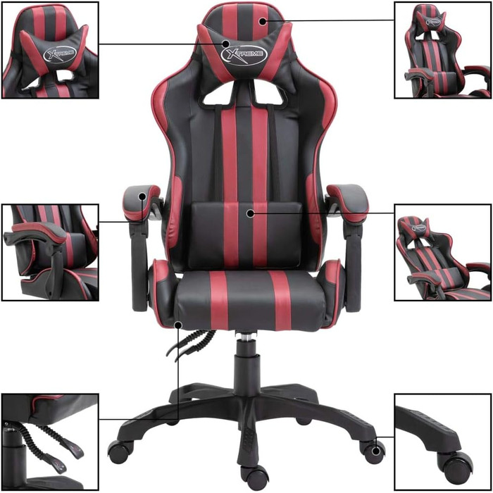 Ігрове крісло, офісне крісло, ігрове крісло, обертове крісло, робоче крісло, бордова штучна шкіра