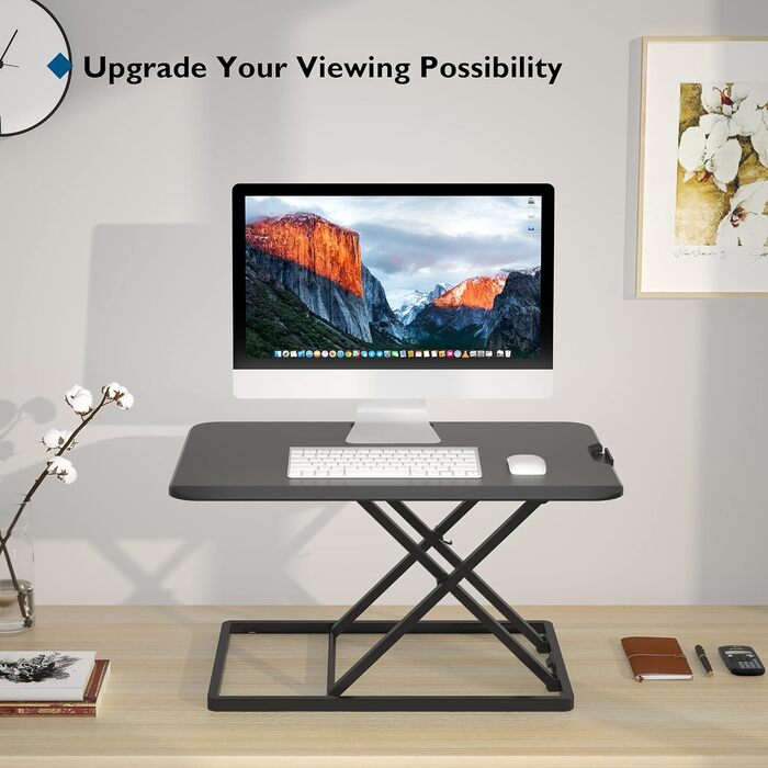 Стіл для роботи сидячи та стоячи, ергономічна робоча станція з регульованою висотою для монітора ПК та ноутбука Платформа 67x47 см, вантажопідйомність 8 кг