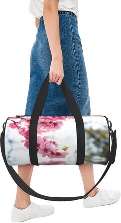 Спортивна сумка-мішок для подорожей з весняним природним принтом, чорна, універсальний розмір, дорожня сумка