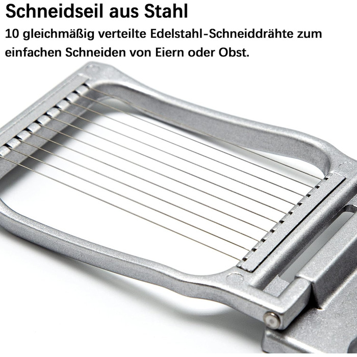 Яйцерізка, Професійний роздільник яєць Ріжучі дроти з нержавіючої сталі Посудомийна машина Безпечна, стабільна алюмінієва Інструме