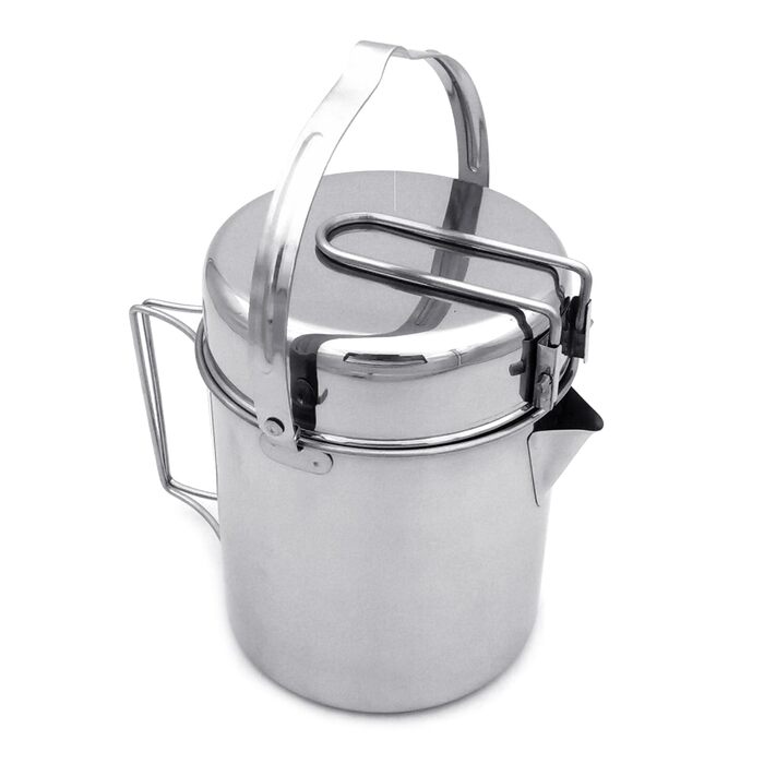 Кавник для кемпінгу з нержавіючої сталі 304, об&39ємом 1 літр, вузький, швидкозакривається, для мандрівників та трекерів, тонкий посуд для походів, стійкий до іржі. Нова нержавіюча сталь.