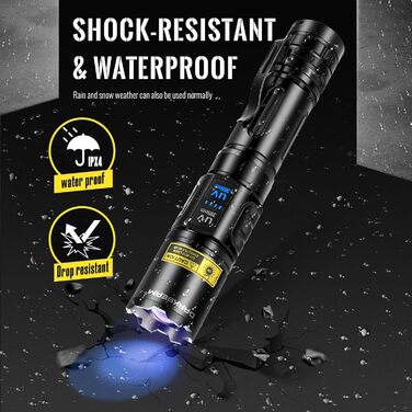 Ультрафіолетовий ліхтарик DARKBEAM Blacklight 365 нм та 395 нм, світлодіодний ліхтарик з ультрафіолетовим випромінюванням, що перезаряджається від USB, надзвичайно яскравий, з регульованим фокусом, лампа Вуда з чорним світлом для сечі домашніх тварин, ура