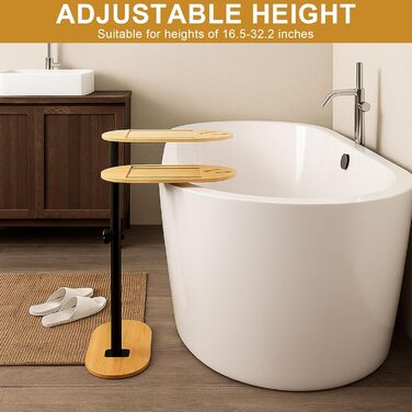 С-подібний журнальний столик, що обертається на 360 та регулюється по висоті, невеликий столик з бамбука та металу, журнальний столик для вузьких приміщень, дерев&39яний журнальний столик для вітальні та спальні, колір бамбука