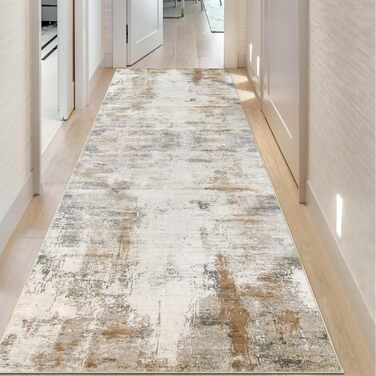 Килимова доріжка Famibay 80x300 см Бежева килимова доріжка для передпокою, що миється, нековзка, кухонна килимова доріжка для передпокою, довга кухонна доріжка, сучасна для передпокою, кухні, спальні, вітальні, бежево-коричнева 80 x 300 см