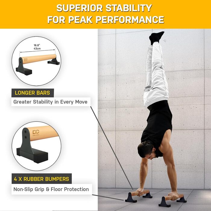 Ручки для віджимань Double Circle Parallettes з дерев&39яними ручками - Спорядження для калістеніки - Нековзні перекладини для калістеніки з ручками - Бруси для віджимань, ручки для віджимань, ручки для стійки на руках