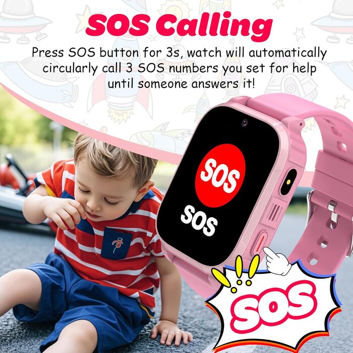 Дитячий смарт-годинник, дитячий смарт-годинник 4G з GPS та телефоном, дитячий годинник IP68, функція виклику, SOS, ігри, будильник, шкільний режим, SIM-телефон, смарт-годинник подарунок для дівчаток та хлопчиків, рожевий - 4G GPS