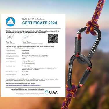 Спорядження для скелелазіння з карабіном 25 кН, 5 шт. автоматично фіксуючих карабінів для гамаків, гойдалок, повідків та шлейок для собак із замком, для кемпінгу, походів та інших потреб (чорний*5)