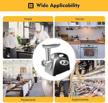 М'ясорубка електрична з нержавіючої сталі, м'ясорубка 800W 190R/m, машина для фаршу з 3 подрібнювальними пластинами і трубками для
