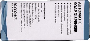 Автоматичний дозатор мила, настінний електричний безконтактний сенсорний дозатор мила HOHAOO 400 мл для кухні, офісу, школи, готел