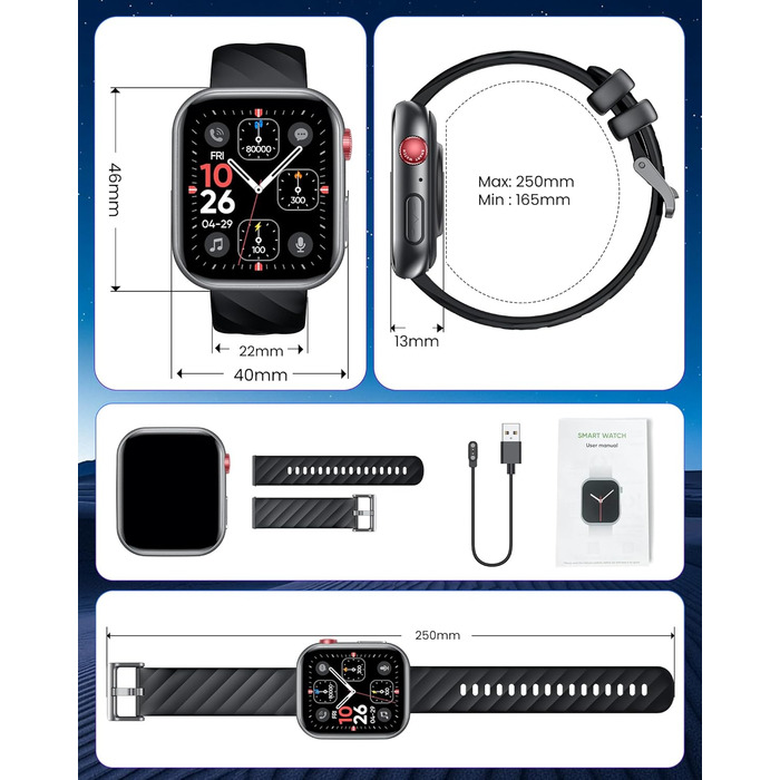 ЕКГ ГАРЯЧИЙ смарт-годинник для чоловіків із серцевим ритмом, кров&39яним тиском 1,97-дюймовий AMOLED сенсорний чорний годинник для здоров&39я з монітором сну, крокоміром, функцією телефону, спортивним годинником, фітнес-годинником, iOS, Android