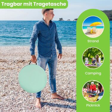 Пляжний намет GOPLUS, розкладний пляжний намет для 3-4 осіб, намет, що кидається, з сонцезахисним тентом та вітрозахисним захистом, легкий та портативний з сумкою для перенесення, сонцезахисний намет для сімей, пляжу, кемпінгу, газону, саду (зелений)