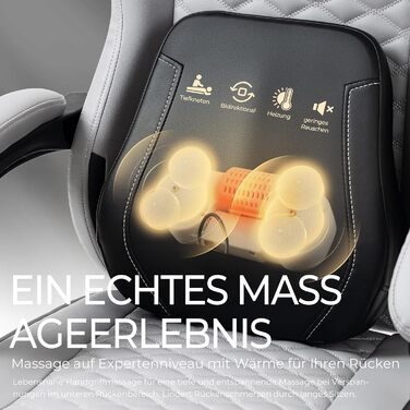 Ігрове крісло з підігрівом та масажною поперековою опорою, ергономічне ігрове комп&39ютерне крісло з пружинними подушками та підставкою для ніг, крісло для ПК з високою спинкою та відкидним кріслом для дорослих, сірий колір