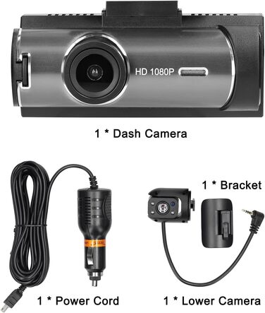 Багатомовний автомобільний відеореєстратор Mulcort з двома об'єктивами, автомобільний відеореєстратор, автомобільна камера, нічне