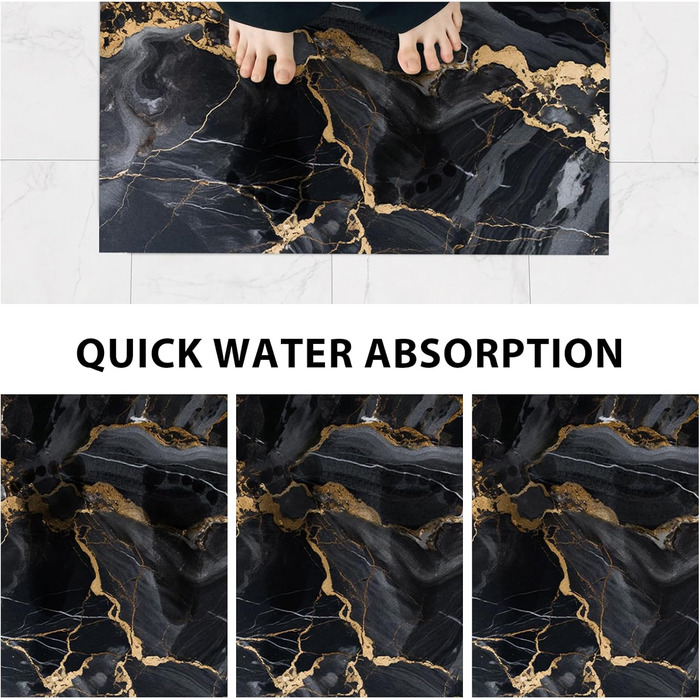 Комплект килимків для ванної comfoyar, 2 шт. и, суперпоглинаючі килимки для ванної з чорним мармуровим візерунком, нековзні, швидковисихаючі килимки для ванної, м&39які килимки для ванної, що миються, 40x60 см 40x50 см