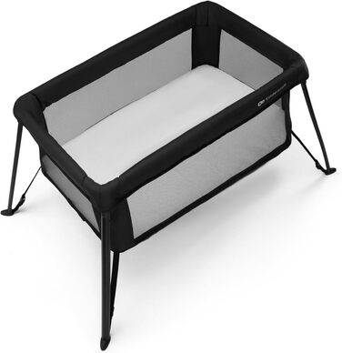 Дитяче ліжечко Kinderkraft CAMI 3-в-1, дорожнє ліжечко для малюків від народження до 3 років, функція манежу, легке компактне складання, дорожній рюкзак у комплекті, два рівні, чорний