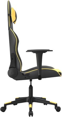 Ігрове крісло, чорно-золота штучна шкіра, офісне крісло, ігрове крісло, обертове крісло, стілець для столу - 3143689