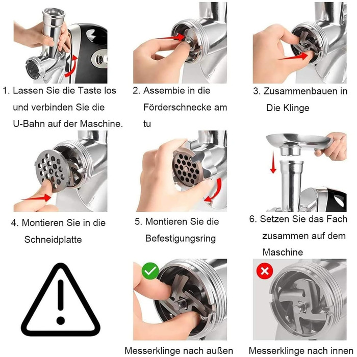 Електрична м'ясорубка 800 Вт Ковбасний фарш для мультиварки М'ясорубка з 3 шліфувальними пластинами і трубками для наповнення ковб