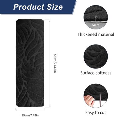 Сходинки для сходів, 15 шт. , протиковзкі, самоклеючі, 55x19 см, багаторазові, ріжучі, захист для сходів у приміщенні для домашніх тварин та дітей - чорні