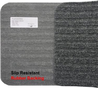 Колекція сходових сходинок RugStylesOnline з нековзним килимовим покриттям для приміщень Темно-сірий Комплект із 13 предметів (8 x 30 дюймів) 22 x 76 см (прямокутний) Темно-сірий