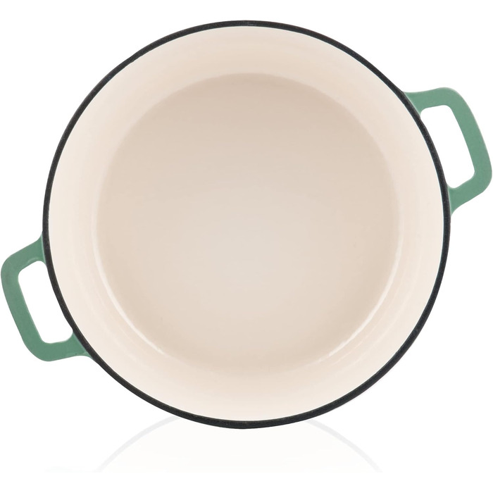 Чавунна емальована каструля Mahlzeit 6,9 л м'ятна, кругла чавунна каструля з кришкою та 2 ручками традиційна чавунна каструля, ема
