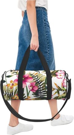 Спортивна сумка, дорожня сумка, акварельний принт, квітковий візерунок, сумка для подорожей на вихідні, чорна, універсальний розмір