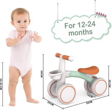 Дитячий беговел Umatoll від 1 року, іграшки для дітей 12-24 місяців, дитячий беговел з кошиком для хлопчиків та дівчаток, подарунк
