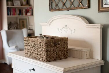 Кошик для зберігання Decorasian, полиця-кошик, плетений з морської трави - дуже стійкий - MM (36 см x 25 см x 19 см) Натуральний