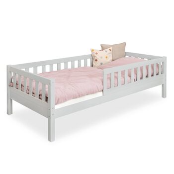 Дитяче ліжко Ehrenkind Lille Дитяче ліжко 90x200 см зі знімними дерев&39яними захисними поручнями, сертифіковане FSC Дитяче ліжко 90x200 світло-сірий колір 90 x 200 см (основа) світло-сірий колір