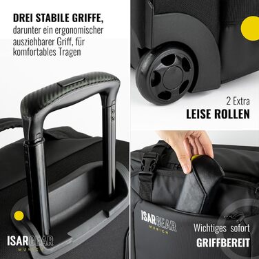 Маленька валіза Isar Gear з 2 колесами (50x35x20 см) - Легка 20-футова тканинна дорожня валіза - Візок для ручної поклажі - Валіза з м&39якою оболонкою (тканинна валіза Softcase) чорного кольору з колесами, висота 50 см