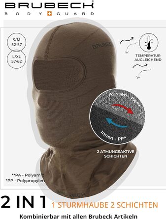 Унісекс Рама Трубка Балаклава Функціональний Мериносова вовна Багатофункціональний шарф Шарф на шию Шарф на шию L-XL Хакі