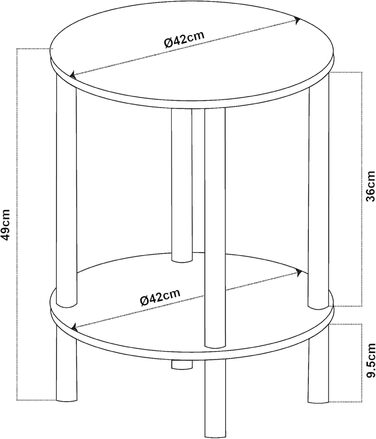 Круглий журнальний столик VES стіл для вітальні з нижньою полицею 49 x Ø 42 см тумбочка для ліжка диванний столик під дерево
