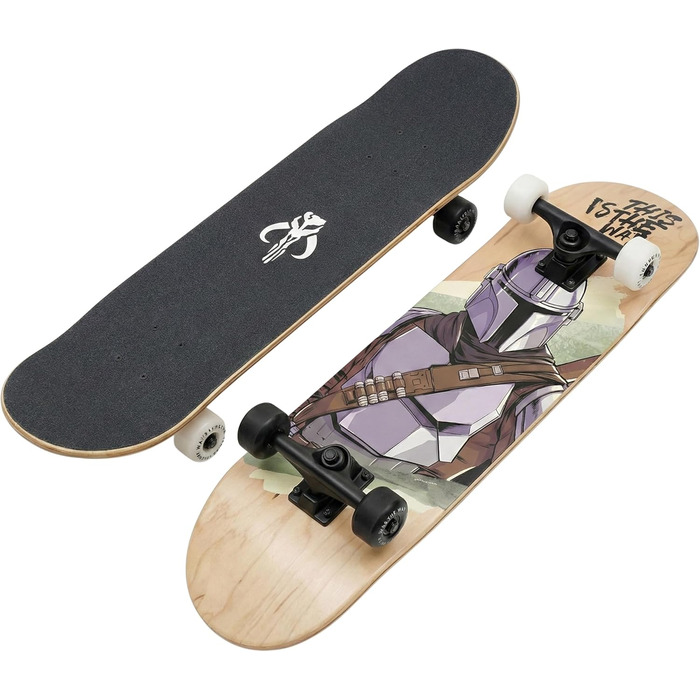 Скейтборд для підлітків, 79 см, нековзка дека, великий, до 100 кг, ЗОРЯНІ ВІЙНИ Мандалорець