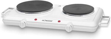 Подвійна конфорка Bomann Потужна конфорка з безступінчатими термостатами 2 конфорки Cool-TouchGrips Подвійна варильна поверхня на 1500 Вт/1000 Вт DKP 5028 CB Одинарна подвійна конфорка