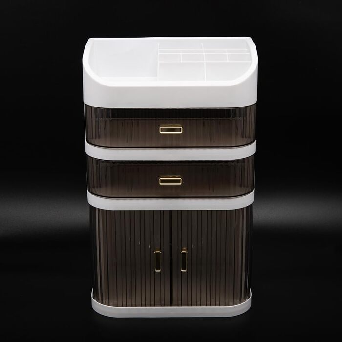 Косметична коробка для зберігання, розсувні двері, шухляда, стіл, багатофункціональна шафа для зберігання, багатошарова косметична коробка, комод (стиль A)